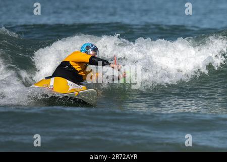 Kayak da mare a Westward ho, North Devon Foto Stock