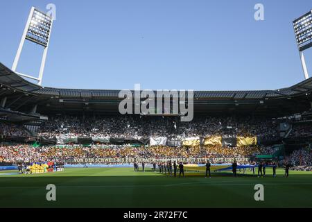 Brema, Germania. 12th giugno, 2023. Calcio: Partite internazionali, Germania - Ucraina, wohninvest Weserstadion. NOTA IMPORTANTE: In conformità ai requisiti della DFL Deutsche Fußball Liga e del DFB Deutscher Fußball-Bund, è vietato utilizzare o utilizzare fotografie scattate nello stadio e/o della partita sotto forma di sequenze di immagini e/o serie di foto simili a un video. Credit: Christian Charisius/dpa/Alamy Live News Foto Stock