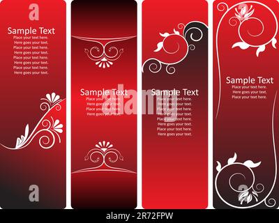 Set vettoriale di sfondi bizzarri floreali rossi e bianchi Illustrazione Vettoriale