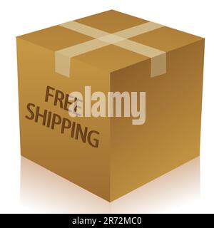 Immagine della casella di pacchi su sfondo bianco Illustrazione Vettoriale