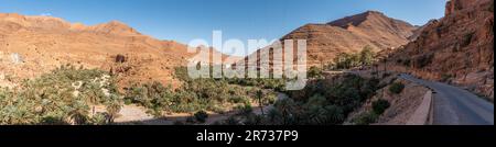 Magnifica oasi nella gola di Ait Mansour sulle montagne dell'Anti-Atlante, Marocco Foto Stock