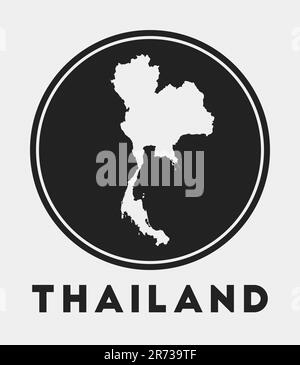 Icona Thailandia. Logo rotondo con mappa del paese e titolo. Distintivo Thailandia alla moda con mappa. Illustrazione vettoriale. Illustrazione Vettoriale