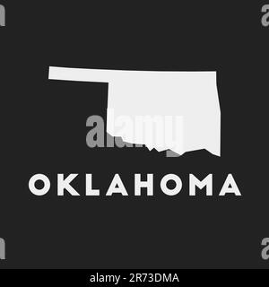 Icona Oklahoma. Mappa di stato DEGLI STATI UNITI su sfondo scuro. Elegante mappa dell'Oklahoma con il nome dello stato degli Stati Uniti. Illustrazione vettoriale. Illustrazione Vettoriale