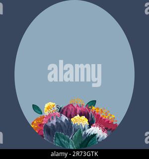 Cornice color acqua fantasy fiore scuro e moody Foto Stock