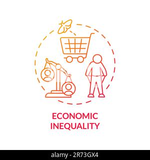 Icona del concetto di gradiente rosso della disuguaglianza economica Illustrazione Vettoriale