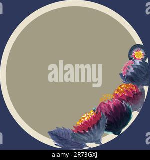 Carta acquerello fiore fantasy scuro Foto Stock