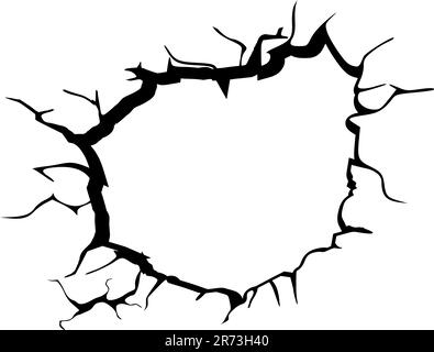 Parete crack nero design icona Illustrazione Vettoriale