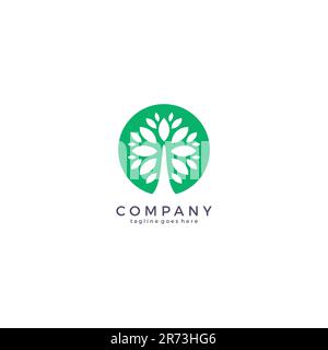 Logo Tree of Life Vector. Logo Growth Leaf Illustrazione Vettoriale