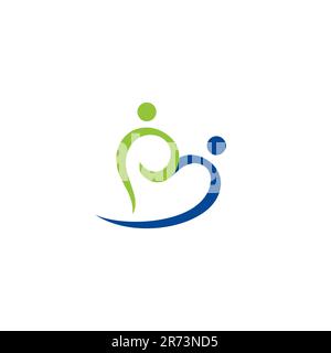 B Love People Logo Vector. Love Human Logo Illustrazione Vettoriale
