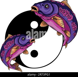 Disegno colorato di disegno grafico vettoriale di Carp Fish Illustrazione Vettoriale