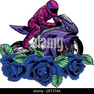 sportbike racer guida veloce disegno vettoriale di illustrazione Illustrazione Vettoriale