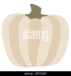 Illustrazione di White Pumpkin Vector. Gourd per il giorno del Ringraziamento o il design di Halloween. Isolato su sfondo bianco Illustrazione Vettoriale