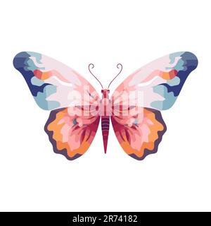 Farfalla carina. Disegno a farfalla su sfondo bianco. Farfalla acquerello disegnata a mano. Illustrazione vettoriale Illustrazione Vettoriale