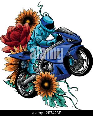 sportbike racer guida veloce disegno vettoriale di illustrazione Illustrazione Vettoriale