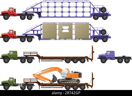 illustrazione vettoriale di un potente trattore per autocarri. (Solo sfumature semplici - nessuna mesh sfumata). Illustrazione Vettoriale