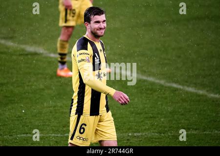 MELBOURNE, AUSTRALIA - 29 APRILE: Tim Payne di Wellington Phoenix durante la partita di calcio Della A-League tra Melbourne Victory e Wellington Phoenix all'AAMI Park il 29 aprile 2022 a Melbourne, Australia. Foto Stock