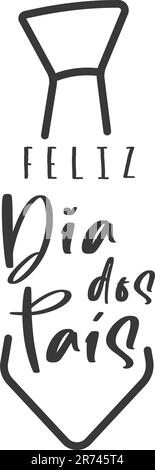 Scritta Happy Father's Day in portoghese (Feliz dia dos Pais) e cravatta. Illustrazione vettoriale Illustrazione Vettoriale