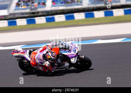 PHILLIP ISLAND, AUSTRALIA - 14 OTTOBRE: Jorge Martin di Spagna sulla Pramac Racing Ducati durante le prove libere MotoGP alla 2022 Australian MotoGP sul circuito di Phillip Island il 14 ottobre 2022 a Phillip Island, Australia. Foto Stock