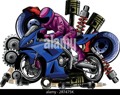 sportbike racer guida veloce disegno vettoriale di illustrazione Illustrazione Vettoriale