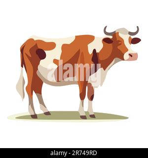 Bella immagine di una mucca. Carino disegno mucca. Mucca in stile piatto. Illustrazione vettoriale Illustrazione Vettoriale