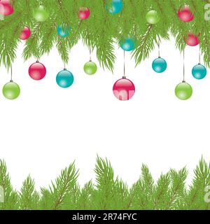 Albero di pelliccia verde di Natale con decorazione. Illustrazione vettoriale Illustrazione Vettoriale