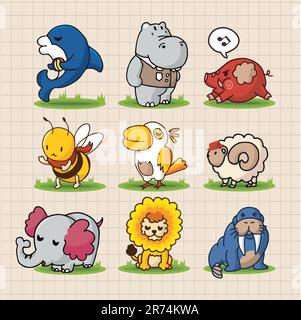 Cartoon carino animali Illustrazione Vettoriale