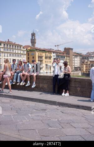 Il fiume Arno, Firenze, Italia Foto Stock