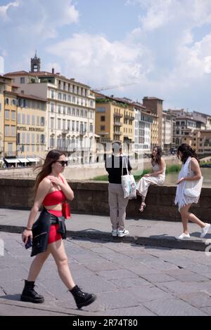 Il fiume Arno, Firenze, Italia Foto Stock