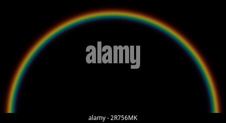 Arcobaleno isolato su sfondo nero. Illustrazione rappresentata in 3D. Foto Stock