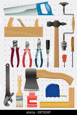 il supporto, il pannello con vari strumenti Illustrazione Vettoriale
