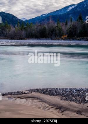 Vista di Lech vicino a Pinswang nella valle tirolese di Lech Foto Stock