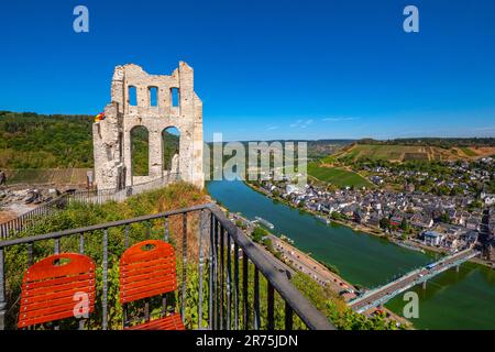 Grevenburg rovina sopra Traben-Trabach, Valle della Mosella, Mosella, Renania-Palatinato, Germania Foto Stock