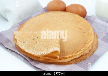 Pancake e ingredienti per cucinare Foto Stock