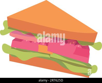 Design a sandwich in disegno vettoriale in stile cartoon piano Illustrazione Vettoriale