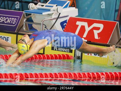 Analia Pigree, Women Heat 50 M backstroke durante i campionati francesi di nuoto Elite il 13 giugno 2023 a Rennes, Francia - Foto Laurent Lairys / DPPI Foto Stock