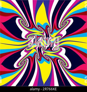 Sfondo vettoriale distorto psichedelico. Motivo senza cuciture astratto. Illustrazione Vettoriale