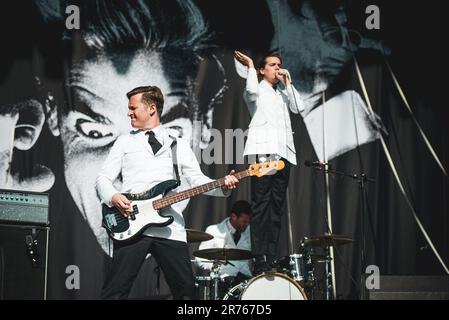 MONACO, GERMANIA ROCKAVARIA FESTIVAL: La band svedese gli alveari si esibiscono dal vivo in occasione della prima edizione del Rockavaria Festival. Foto Stock