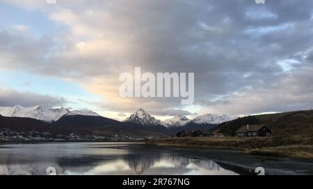 Case pittoresche nella città di Ushuaia, Tierra del Fuego, Argentina Foto Stock