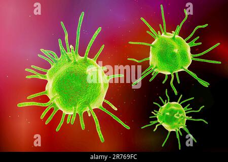 Microorganismi patogeni astratti, computer illustrazione Foto Stock