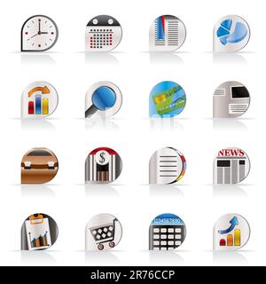 Business e Office realistiche le icone di Internet - icona Vettore Set 3 Illustrazione Vettoriale