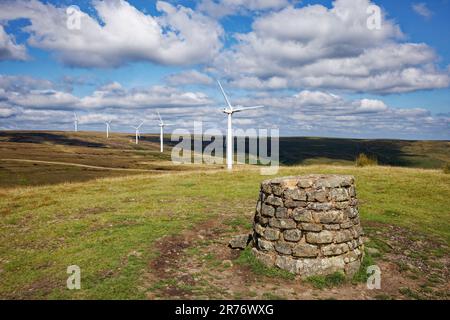 Scout Moor Windfarm da Knowl Hill, Lancashire Foto Stock