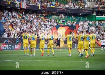 BREMA, GERMANIA - 12 Giugno, 2023: La partita di calcio amichevole Germania - Ucraina al Weser Stadium Foto Stock