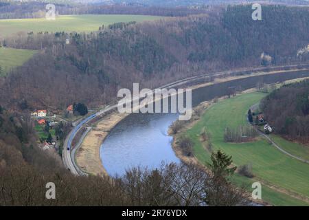 Vista dell'Elba vicino a Bad Schandau Foto Stock