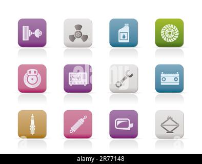 Parti di ricambio per automobili e le icone dei servizi - Vettore icona impostare Illustrazione Vettoriale