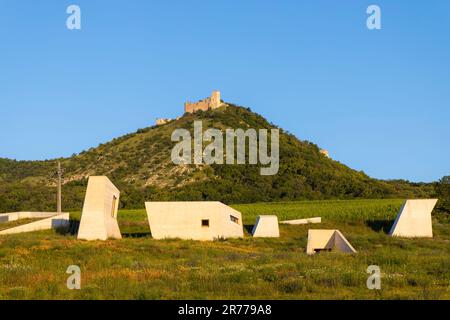 Archeopark a Pavlov, Moravia meridionale, Repubblica Ceca Foto Stock