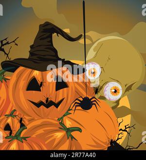 Zucca di Halloween illustrazione vettoriale. Illustrazione Vettoriale