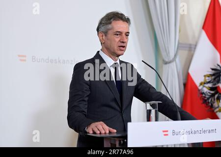 Vienna, Austria. 13 giugno 2023. Visita ufficiale del primo ministro della Repubblica di Slovenia Robert Golob (Gibanje Svoboda) Foto Stock