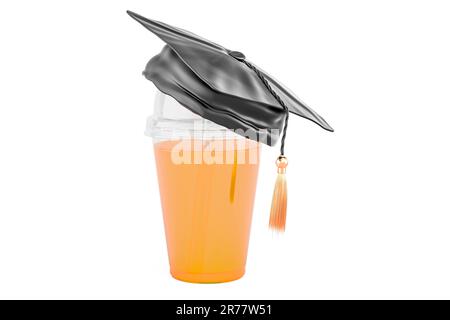 Cocktail con cappello di laurea. 3D rendering isolato su sfondo bianco Foto Stock