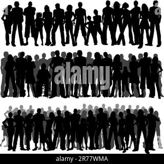 Sagome di tre differenti folle di persone Illustrazione Vettoriale