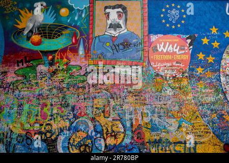 Muro di John Lennon a Praga, Repubblica Ceca Foto Stock